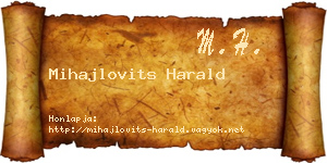 Mihajlovits Harald névjegykártya